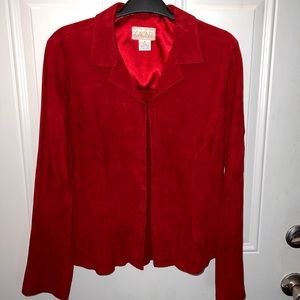 Caché red suede blazer size 4
